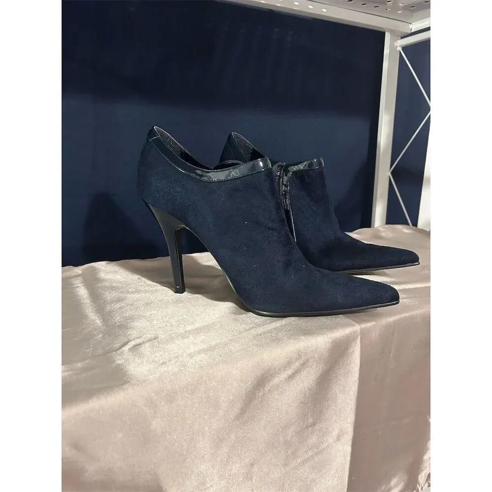 Paprika Women's Ankle Booties Size 8 Blue Suede Stiletto Heel Casual​